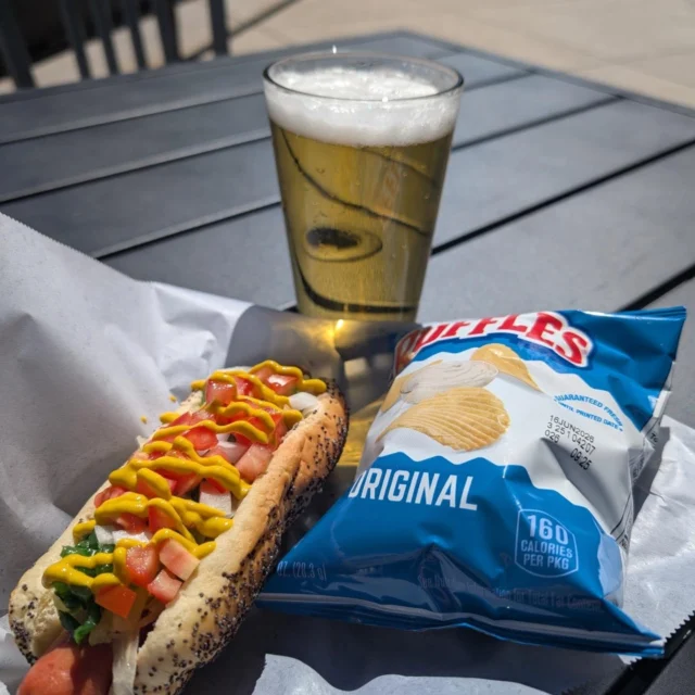 All beef Nathan's hot dog, chips and a cold Coors light draft! $12